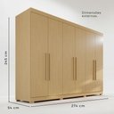 Ver imagem 4 de Guarda-Roupa Casal 6 Portas 6 Gavetas com Pés 100% MDF Órion Plus Marrom/Jequitiba