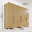 Ver imagem 4 de Guarda-Roupa Casal 6 Portas 6 Gavetas com Pés 100% MDF Órion Plus Marrom/Jequitiba
