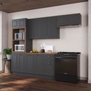 Ver imagem 1 de Cozinha Completa Bariloche 12 Portas 2 Gavetas com Tampo 100% MDF Chumbo - Indékes