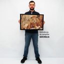 Ver imagem 2 de Quadro Decorativo Caixa Leão Tacolado Moldura Caixa 3cm Branca sem Vidro 40 X 60cm