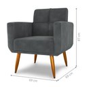 Ver imagem 2 de Conjunto de Poltrona e Puff Decorativos Miller Veludo Cinza