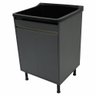 Tanque de Lavanderia Gabinete 100% Mdf com Sifão e Válvula Cor:pretocinza - 1