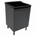 Ver imagem 4 de Tanque de Lavanderia Gabinete 100% Mdf com Sifão e Válvula Cor:pretocinza
