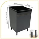 Ver imagem 2 de Tanque de Lavanderia Gabinete 100% Mdf com Sifão e Válvula Cor:pretocinza