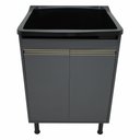 Ver imagem 5 de Tanque de Lavanderia Gabinete 100% Mdf com Sifão e Válvula Cor:pretocinza