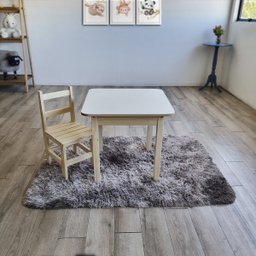 Conjunto Mesa Mesinha Quadrada Infantil Educativa Atividades de Madeira Maciça Resistente 1 Cadeira - 1