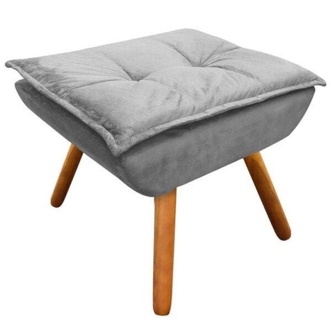 Puff Decorativo Opala Suede Cinza