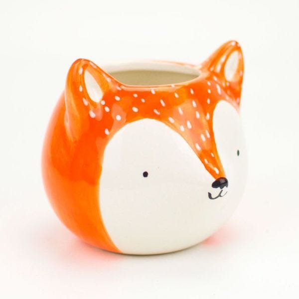 Cachepot Vaso Decorativo de Cerâmica - Raposa Fox Laranja - 2
