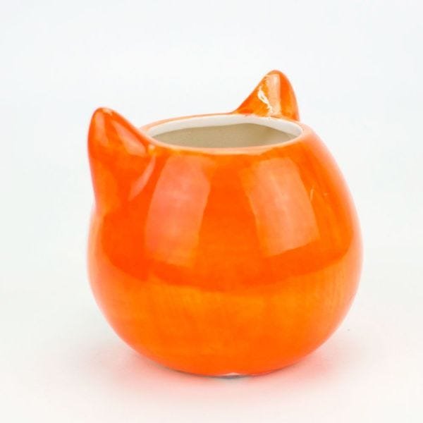 Cachepot Vaso Decorativo de Cerâmica - Raposa Fox Laranja - 3