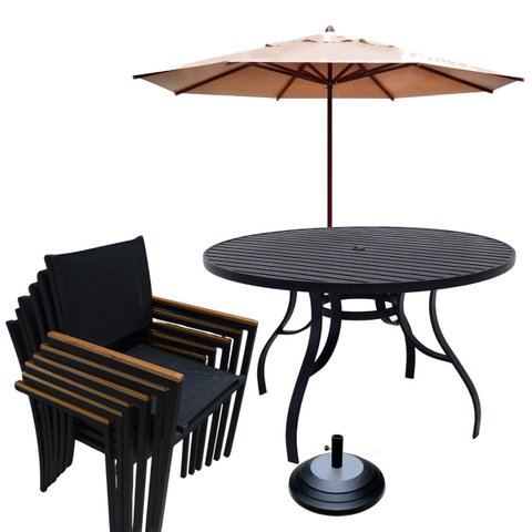 Jogo de Mesa Ripada 6 Cadeiras Piscina Jardim Guarda Sol Nossakasa Móveis