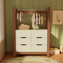 Ver imagem 1 de Guarda-Roupa Closet Infantil com 6 Gavetas e Cabideiro 100% MDF Olívia Bege/Off White/Castanho