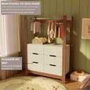 Ver imagem 6 de Guarda-Roupa Closet Infantil com 6 Gavetas e Cabideiro 100% MDF Olívia Bege/Off White/Castanho