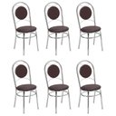 Ver imagem 3 de Conjunto 6 Cadeiras para Cozinha Cromado/Marrom