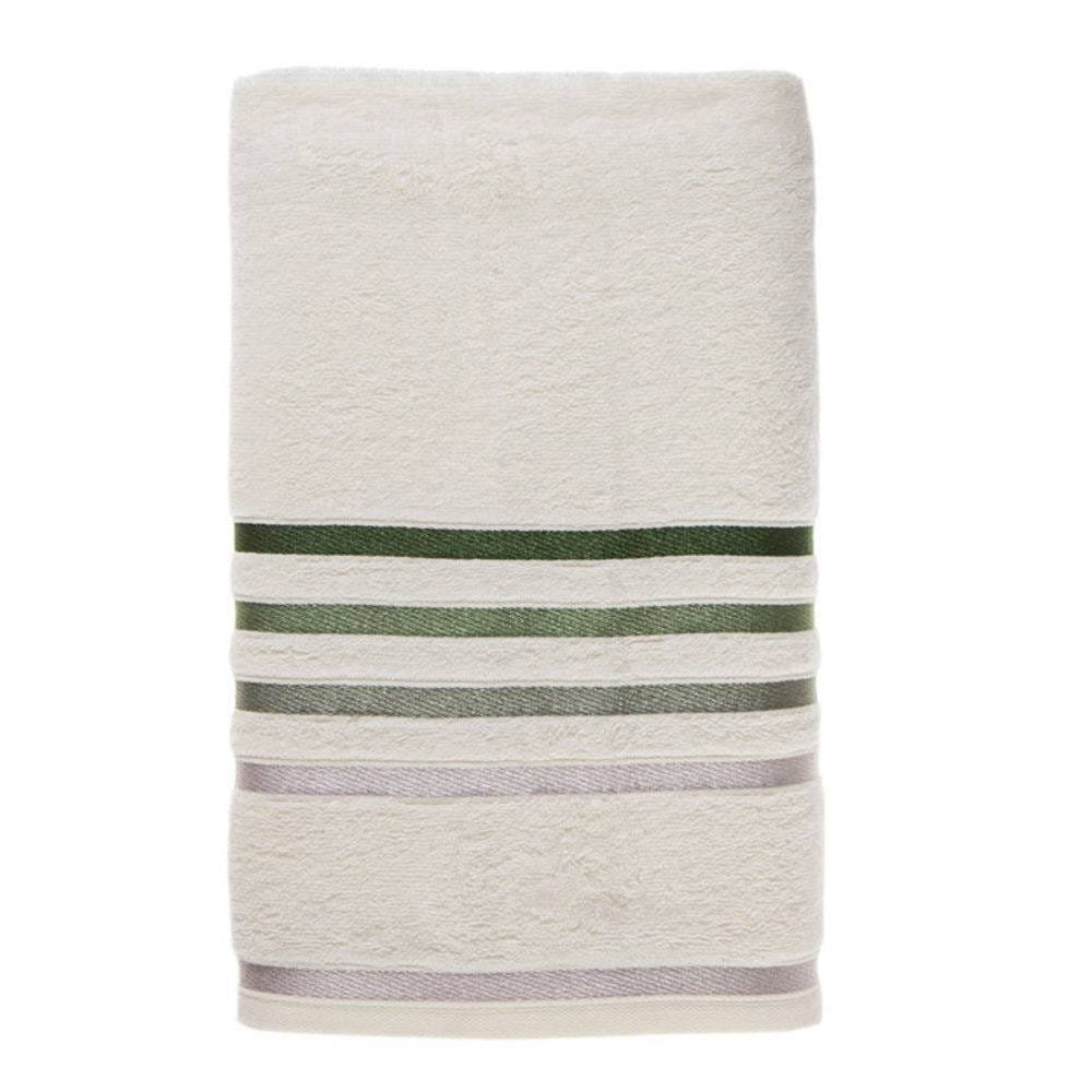 Toalha De Rosto - Lumina Versati - Cor Ivory Barra Verde - 48 X 80cm - Karsten - 2