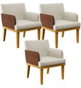 Ver imagem 1 de Kit 3 Poltronas Decorativas Sala De Estar Beatriz W01 Linho Champagne Couríssimo Camel - Lyam