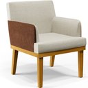 Ver imagem 4 de Kit 3 Poltronas Decorativas Sala De Estar Beatriz W01 Linho Champagne Couríssimo Camel - Lyam