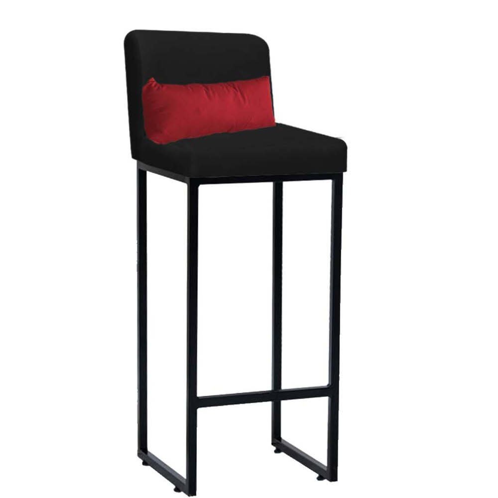 Kit Mesa Bistrô Lucca e 4 Banqueta Lucca Tampo Branco Ferro Preto Suede Preto e Almofada Vermelho -  - 3