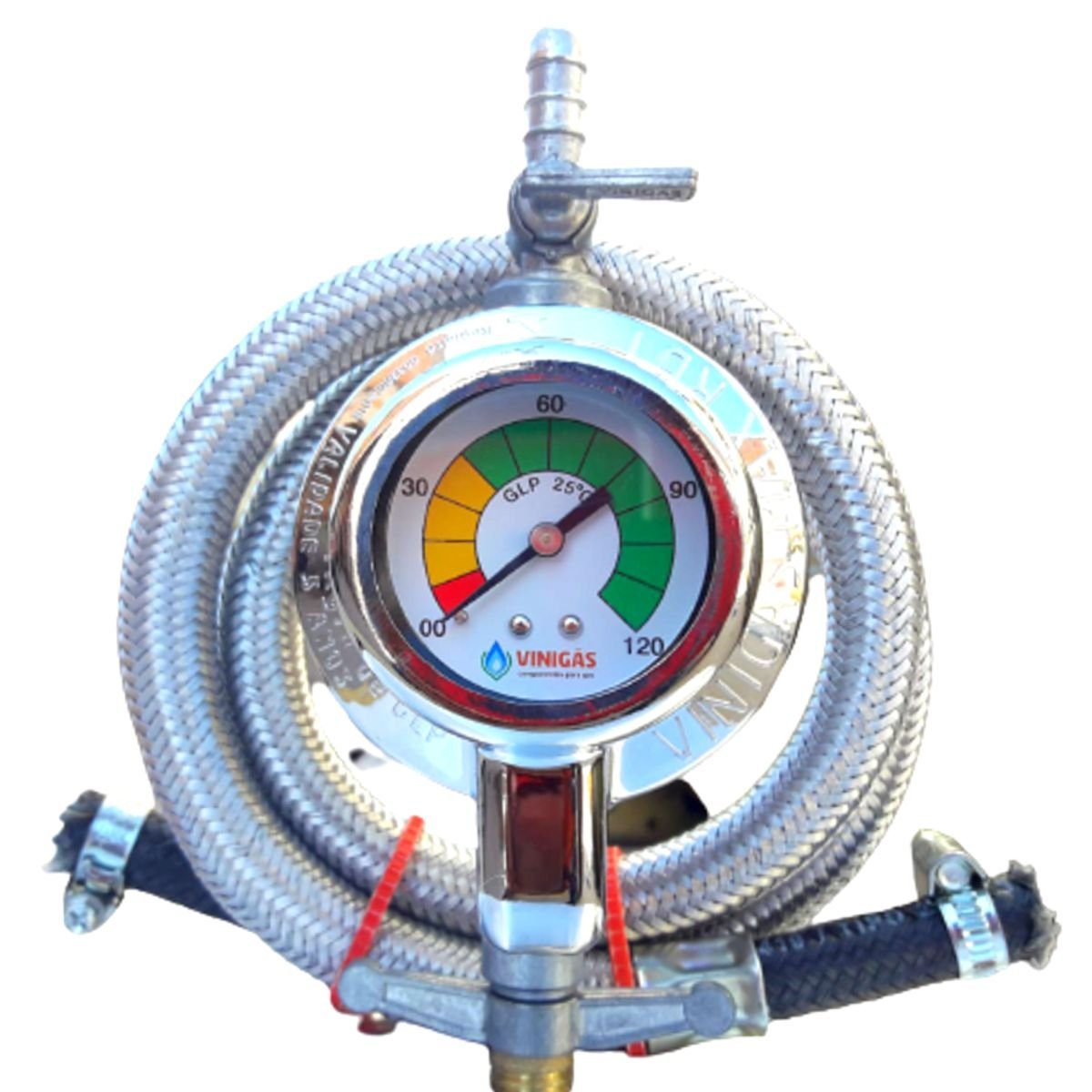 Registro Regulador Gas Rb1 Visor Mangueira malha aço 2,5 mts - 2