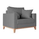 Ver imagem 3 de Poltrona Beny para Recepção com 2 Almofadas Suede Cinza Base em Madeira Maciça