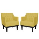 Ver imagem 1 de Conjunto 2 Poltronas Decorativa Clássica Base de Madeira Amarelo Carolina Estofados