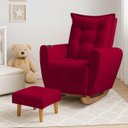 Ver imagem 3 de Poltrona Cadeira de Amamentação Balanço e Puff Ternura Suede Vermelho