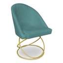 Ver imagem 3 de Kit 06 Cadeiras Poltrona de Jantar Bela Suede Azul Turquesa Base Metálica Luxo Dourado - Pallazio