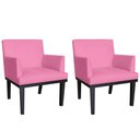 Ver imagem 1 de Kit 2 Poltronas Decorativa Vitória Suede Rosa Pés Madeira Ms Decor