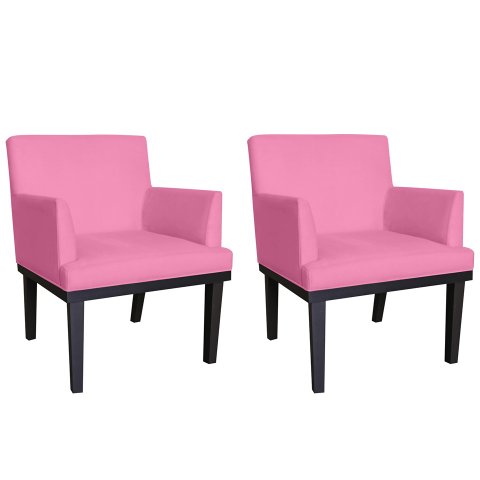 Kit 2 Poltronas Decorativa Vitória Suede Rosa Pés Madeira Ms Decor