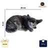 Estatueta de gato em resina cor cinza com listras pretas - 3