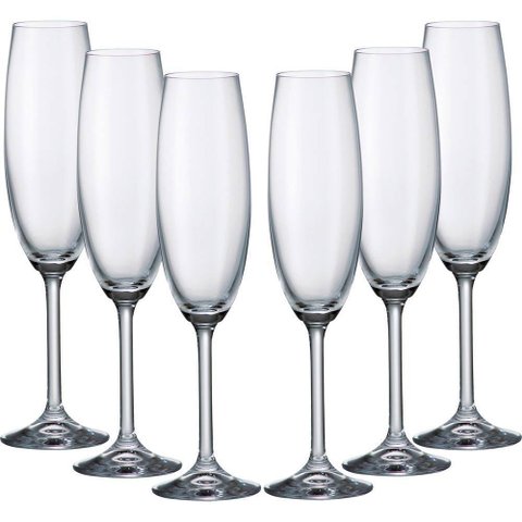 Jogo De 06 Taças Champagne 220Ml Ricaelle