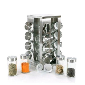 Porta Temperos E Condimentos Giratório Em Metal 16 Recipientes