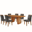 Ver imagem 4 de Mesa de Jantar Carolina com 6 Cadeiras Moderna Mobilia Veludo Grafite/naturalle Laminado