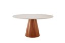 Ver imagem 2 de Conjunto Sala de Jantar Mesa Gênova 1.30cm Tampo Redondo Vidro/MDF Off White com 6 Cadeiras Valença