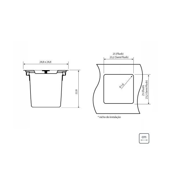 Lixeira de Embutir Tramontina Clean Square Aço Inox com Balde Plástico 5l 94518/205 - 5