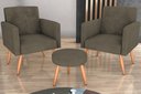 Ver imagem 1 de Kit 2 Poltronas + Puff Dallas Suede Cappuccino B255 - Matrix