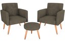 Ver imagem 2 de Kit 2 Poltronas + Puff Dallas Suede Cappuccino B255 - Matrix