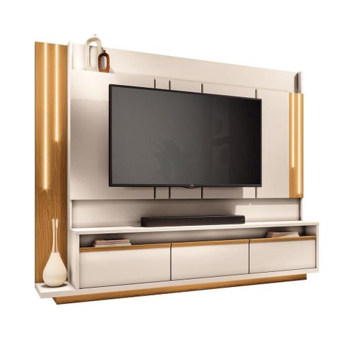 Estante de Tv 75 Pol 240cm Fany Off White-cinamomo H01 - Drossi