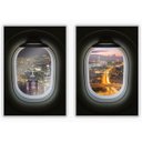 Ver imagem 1 de kit com 2 Quadros Decorativos Cidades com Moldura e Vidro para Sala Quarto Escritório e Clínica 73x1