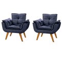 Ver imagem 1 de Kit 2 Poltrona Azul Marinho Cadeira Decorativa Opala Sala Recepção Pés Imbuia - Bela Decor