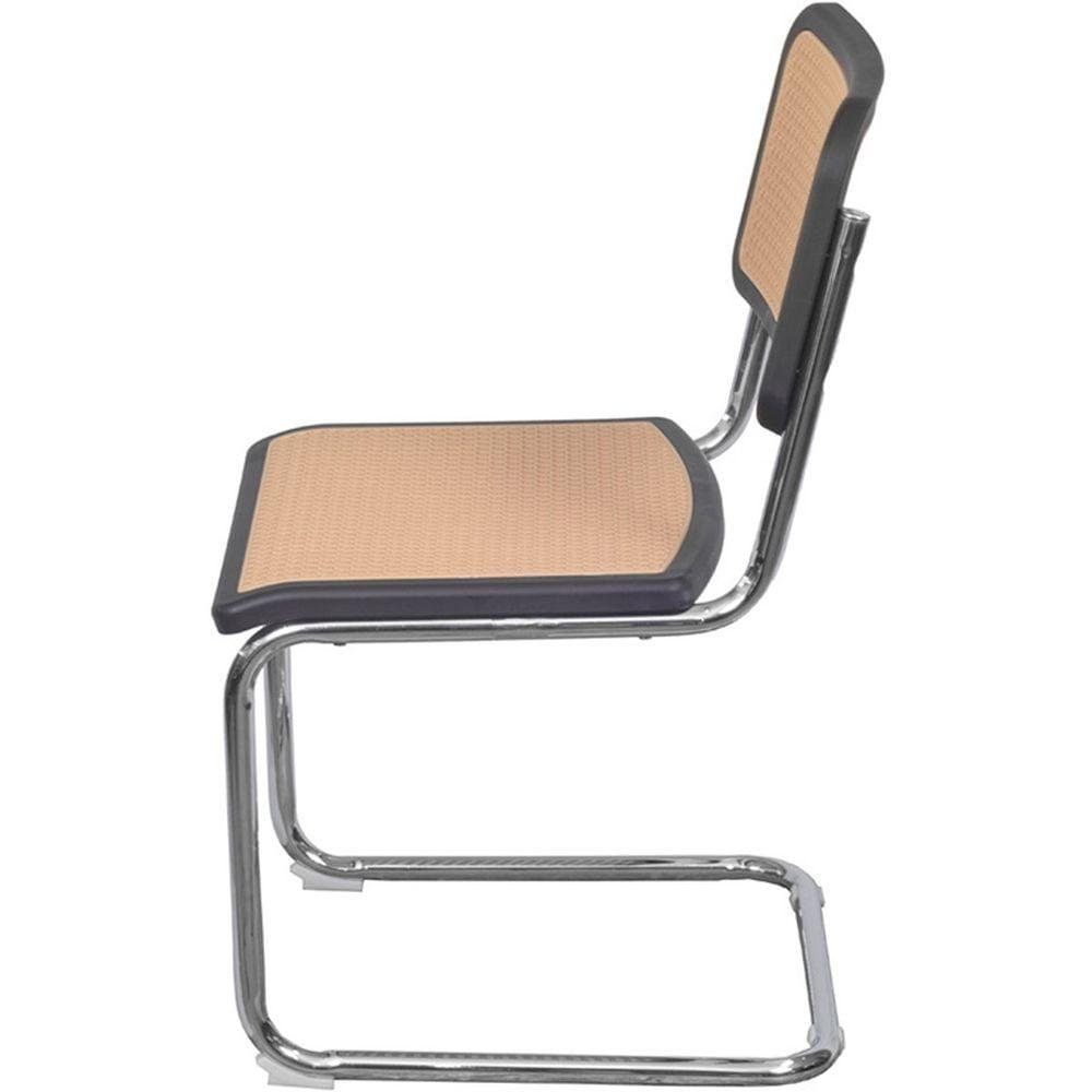Cadeira Cesca Preta Com Palha Base Cromada Sem Braço - 71560 - 3