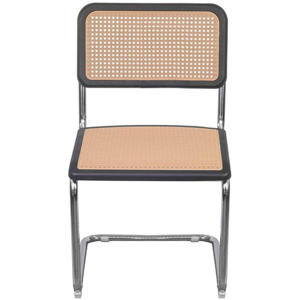 Cadeira Cesca Preta Com Palha Base Cromada Sem Braço - 71560 - 2