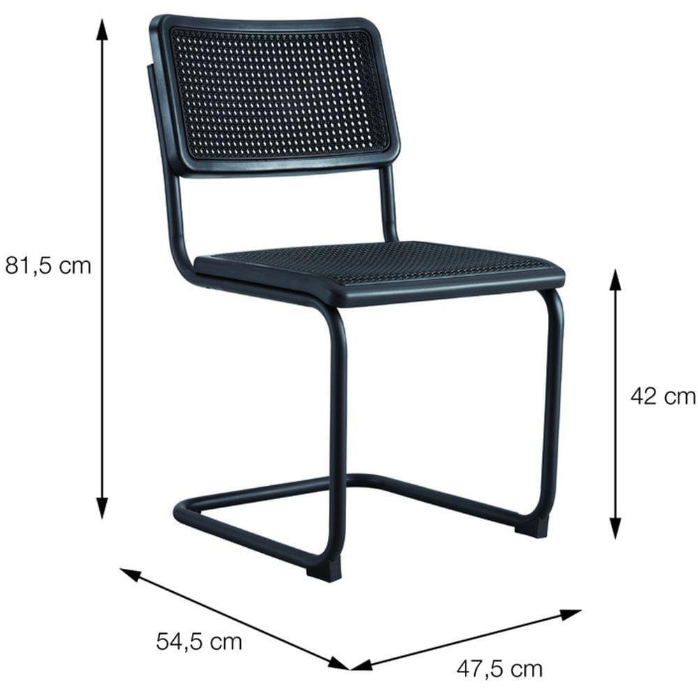 Cadeira Cesca Preta Com Palha Base Cromada Sem Braço - 71560 - 4