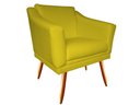 Ver imagem 1 de Poltrona Decorativa Agatha Couro Amarelo Pés Madeira Ms Decor