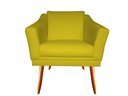 Ver imagem 2 de Poltrona Decorativa Agatha Couro Amarelo Pés Madeira Ms Decor