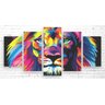 Quadro Para Sala Leão Colorido Decorativo Grande Tecido Canvas Porão dos Quadros - 1