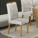 Ver imagem 2 de Kit 6 Cadeiras para Sala de Jantar Pés em Madeira Maciça Lara Bege/Cinamomo/Veludo Palha