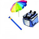 Ver imagem 1 de Kit 1 Guarda-Sol Rainbow 1 Saca Areia 1 Bolsa Cooler 24 litros MOR
