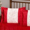Colcha Casal Cetim com Babado Envolto 3 Peças Rosas - Vermelho - 2