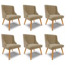 Ver imagem 1 de Kit 6 Cadeiras Decorativas Sala de Jantar Pés Palito de Madeira Firenze Suede Nude/Natural G19 - Gra