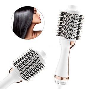 Prancha Profissional Quanta Escova Secadora 220v 2 em 1 Antifrizz Branco e Dourado Qtes5900 Alisador